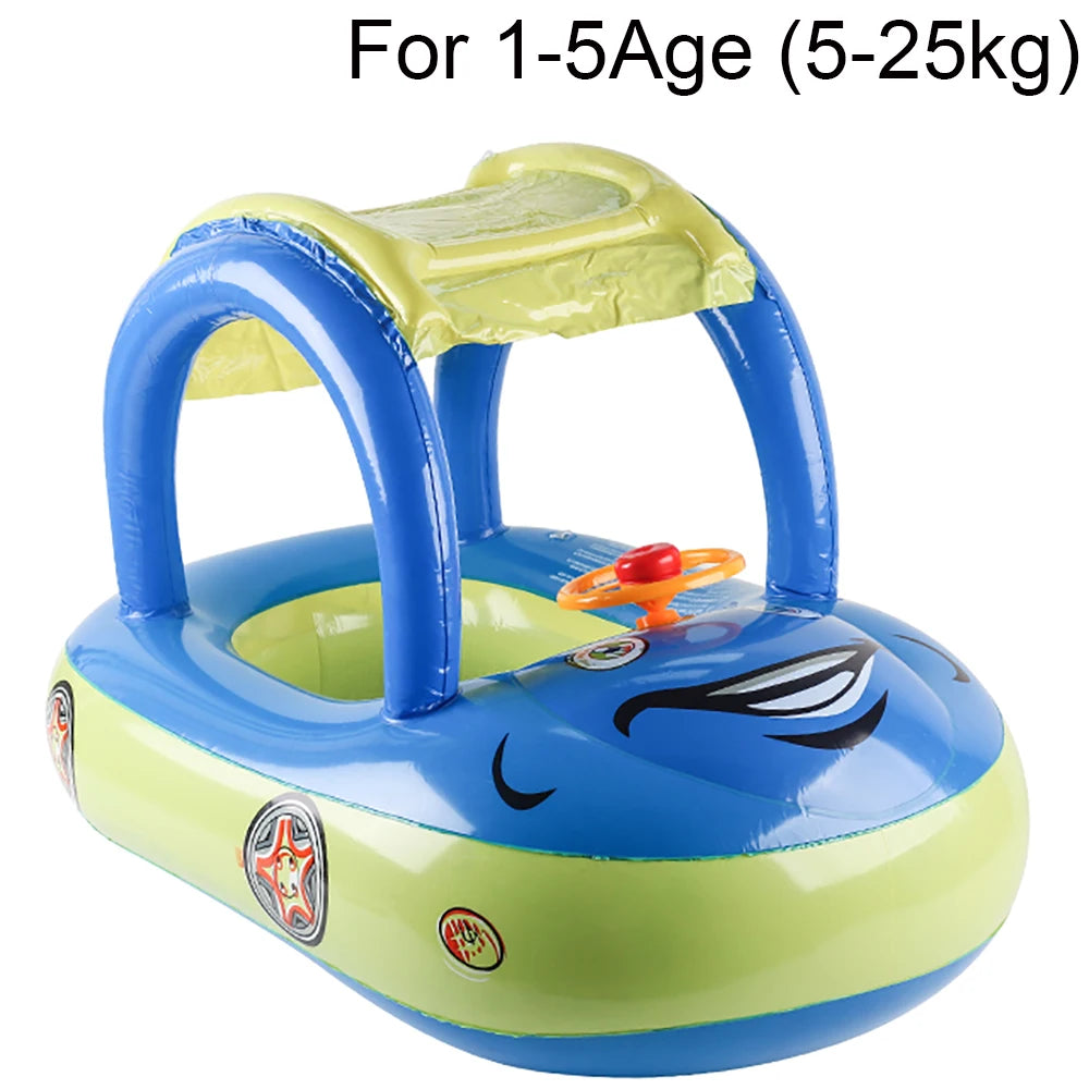 Car-Shape Toddler Pool Float with Sun Canopy