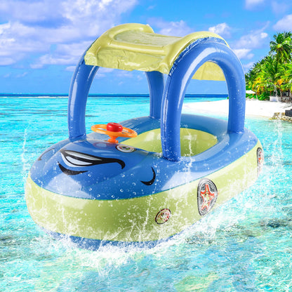 Car-Shape Toddler Pool Float with Sun Canopy