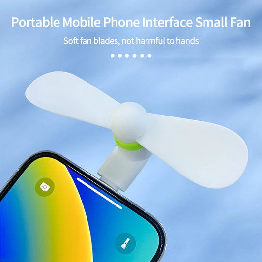 Type C Portable Mobile Phone Cooler Creative Mini Micro Fan For iPhone 16 15 14 for Samsung Xiaomi Huawei Universal Accessories
