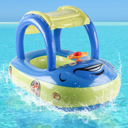 Car-Shape Toddler Pool Float with Sun Canopy