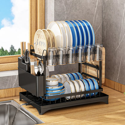 2-Tier Multipurpose Dish Rack &amp; Drainboard Set.