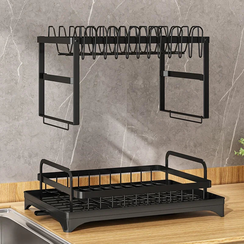 2-Tier Multipurpose Dish Rack &amp; Drainboard Set.