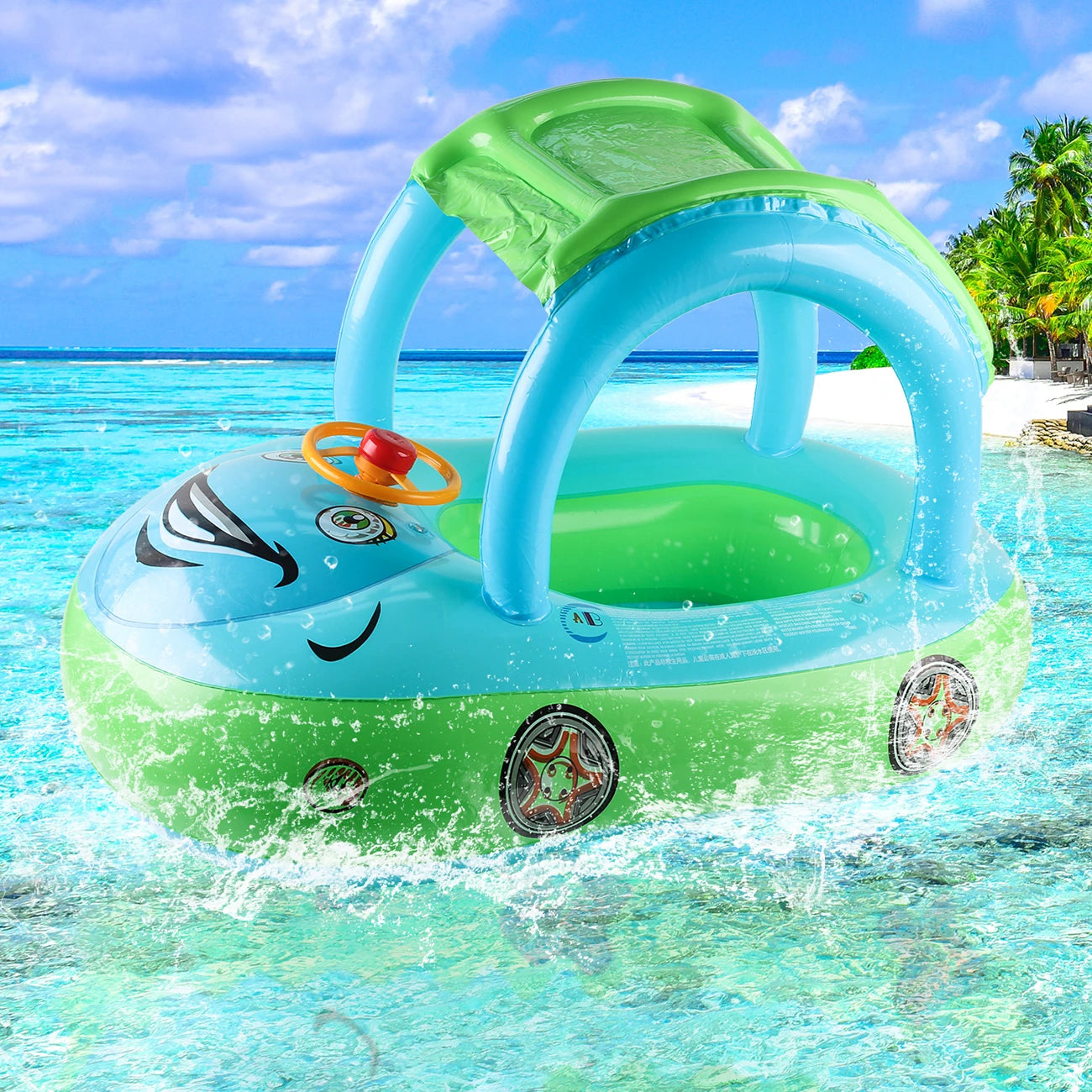 Car-Shape Toddler Pool Float with Sun Canopy