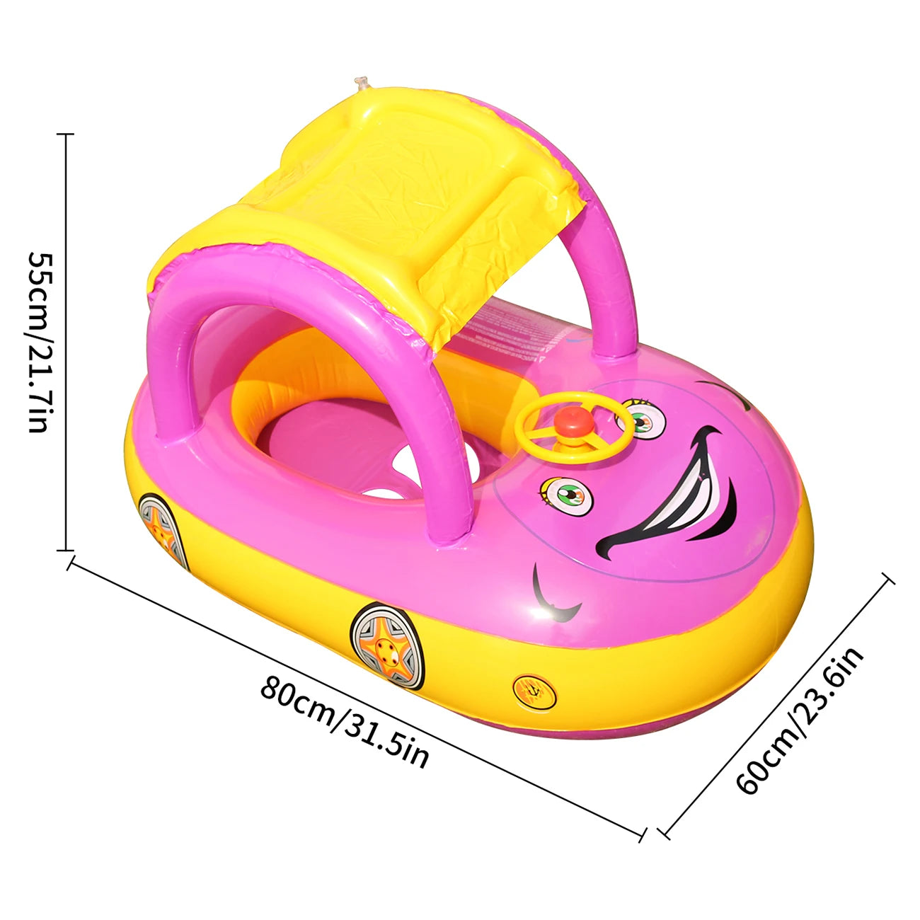 Car-Shape Toddler Pool Float with Sun Canopy