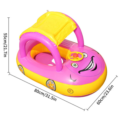 Car-Shape Toddler Pool Float with Sun Canopy
