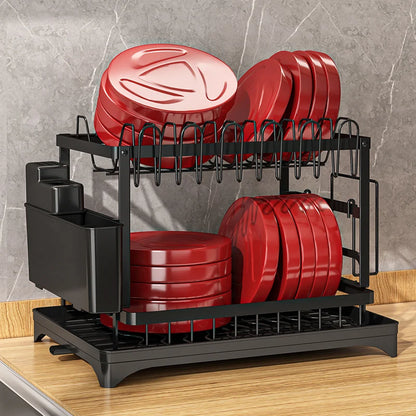 2-Tier Multipurpose Dish Rack &amp; Drainboard Set.
