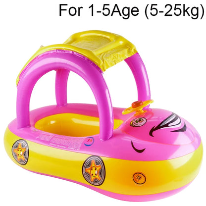 Car-Shape Toddler Pool Float with Sun Canopy