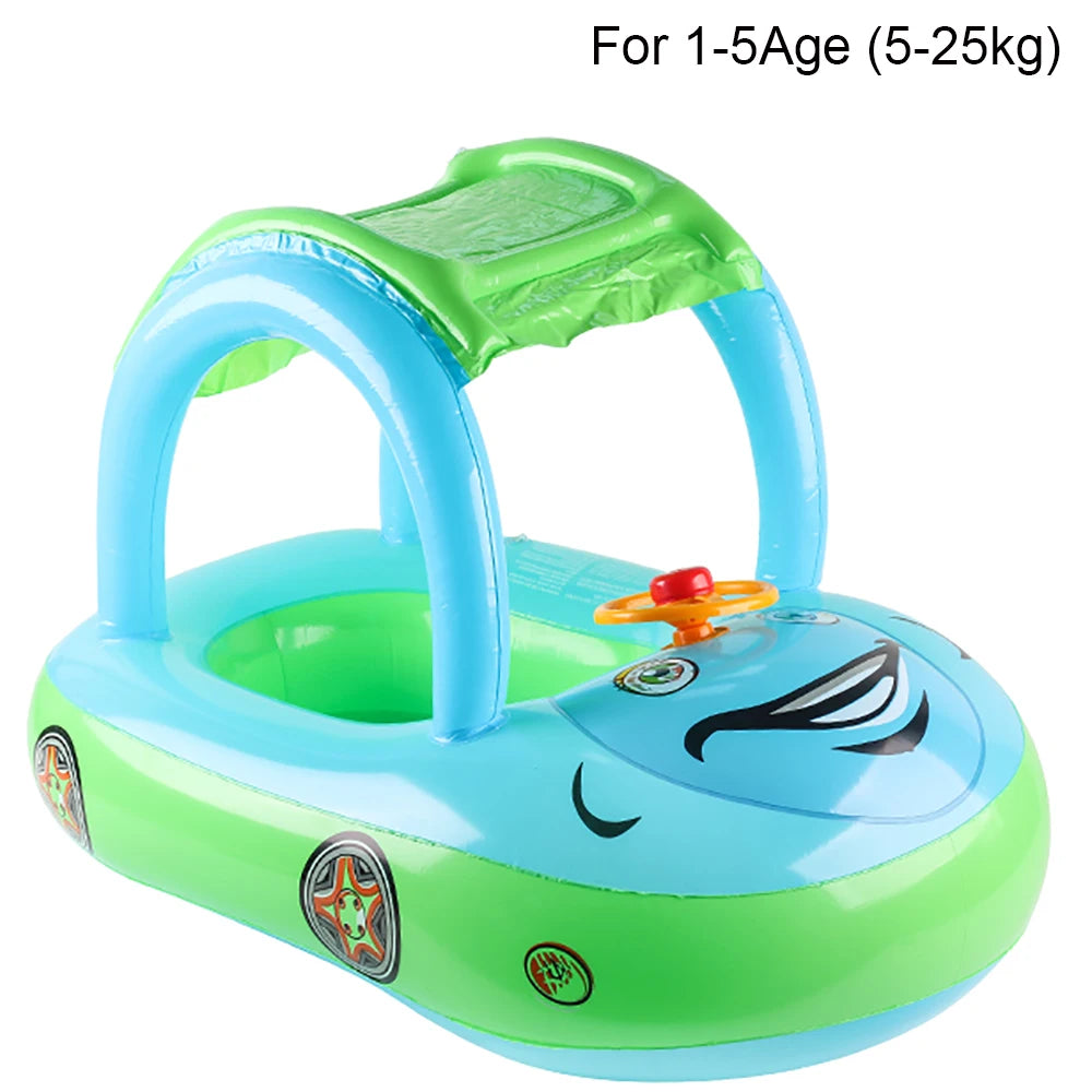 Car-Shape Toddler Pool Float with Sun Canopy